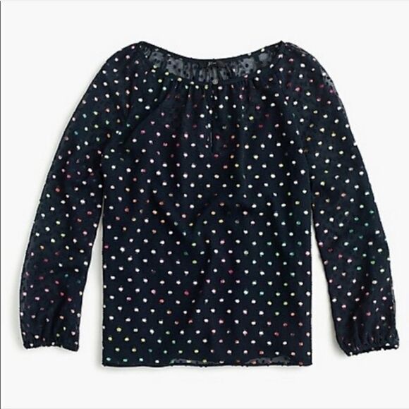 J. Crew Rainbow Clip Dot Chiffon Top Blouse XS - Picture 3 of 7